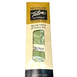 Vintage Talon Zipper Nylon Coil Neckline 20 inch Willow Green Zephyr Deadstock